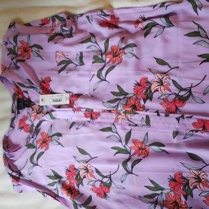 Worthington XL Floral Purple Blouse NWT